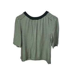 Canvas by Lands End Black Stripe Blouse‎ Womens 4